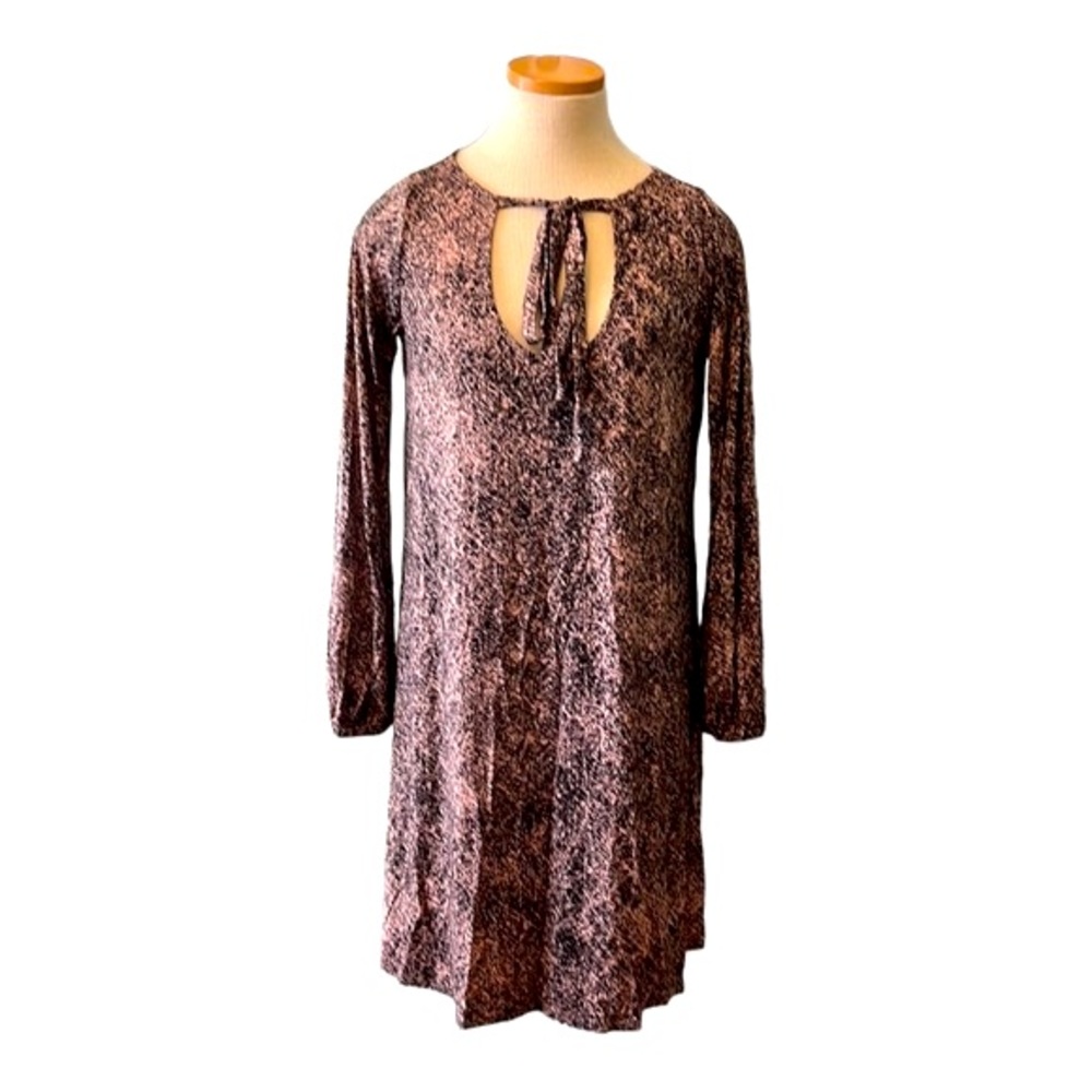 Rachel Pally Long Sleeve Front Tie-Neck Printed Short Dress, Pink, various sizes